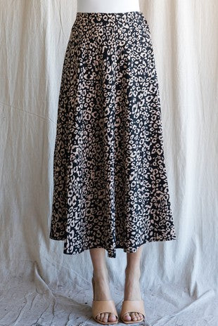Elastic Waist Leopard Print Circle Skirt (Plus Size)