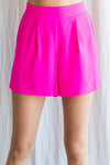 Front Tuck Shorts (Hot Pink - Plus Size)