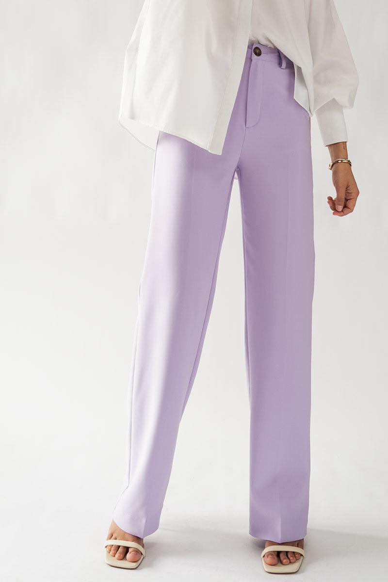 Solid Straight Leg Trousers (Lavender) – In Pursuit Mobile