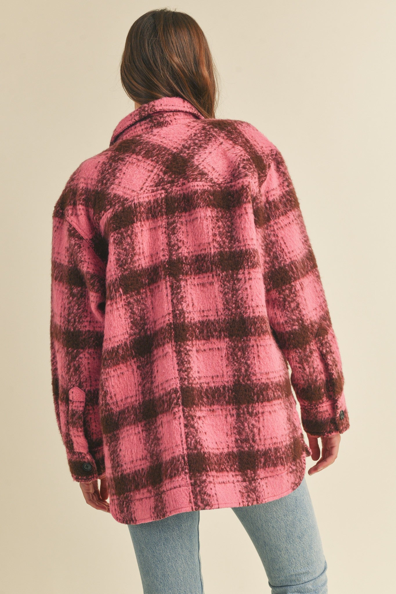 Brushed Plaid Shacket (Pink Mix)