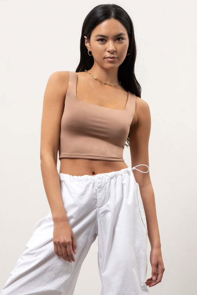 Cropped Square Neck Tank (Light Mocha) – In Pursuit Mobile