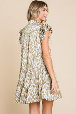 Leopard Print Babydoll Dress (Sage)