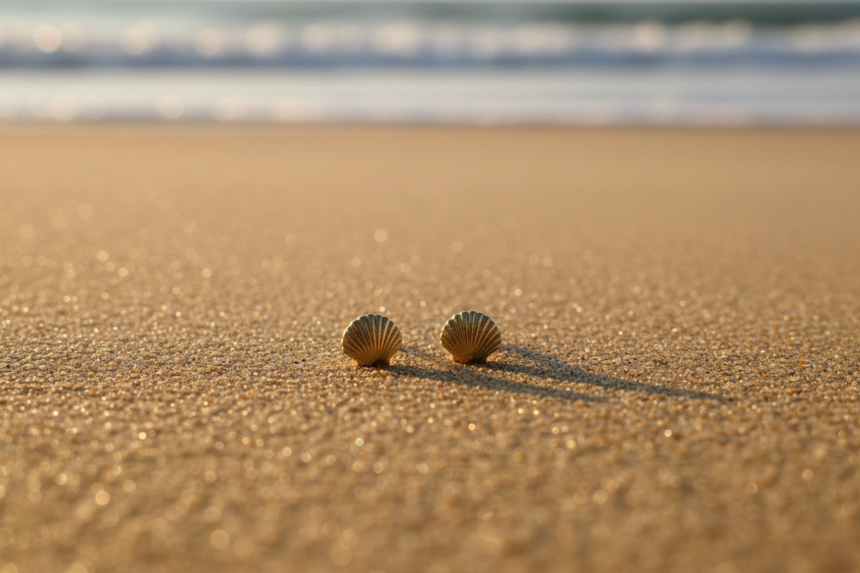 Stainless Steel Tiny Seashell Studs (Gold)