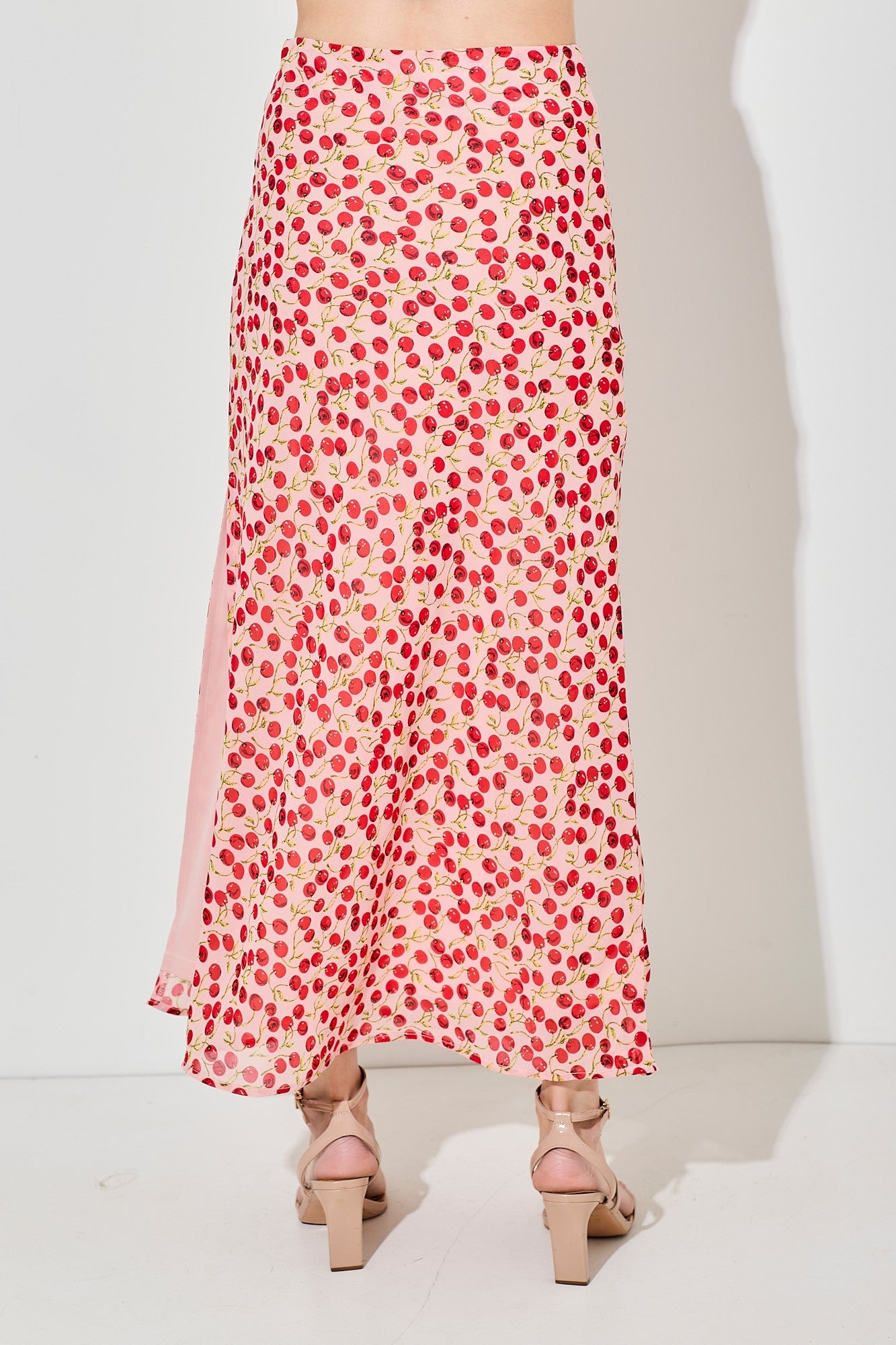 Cherry Print Maxi Skirt