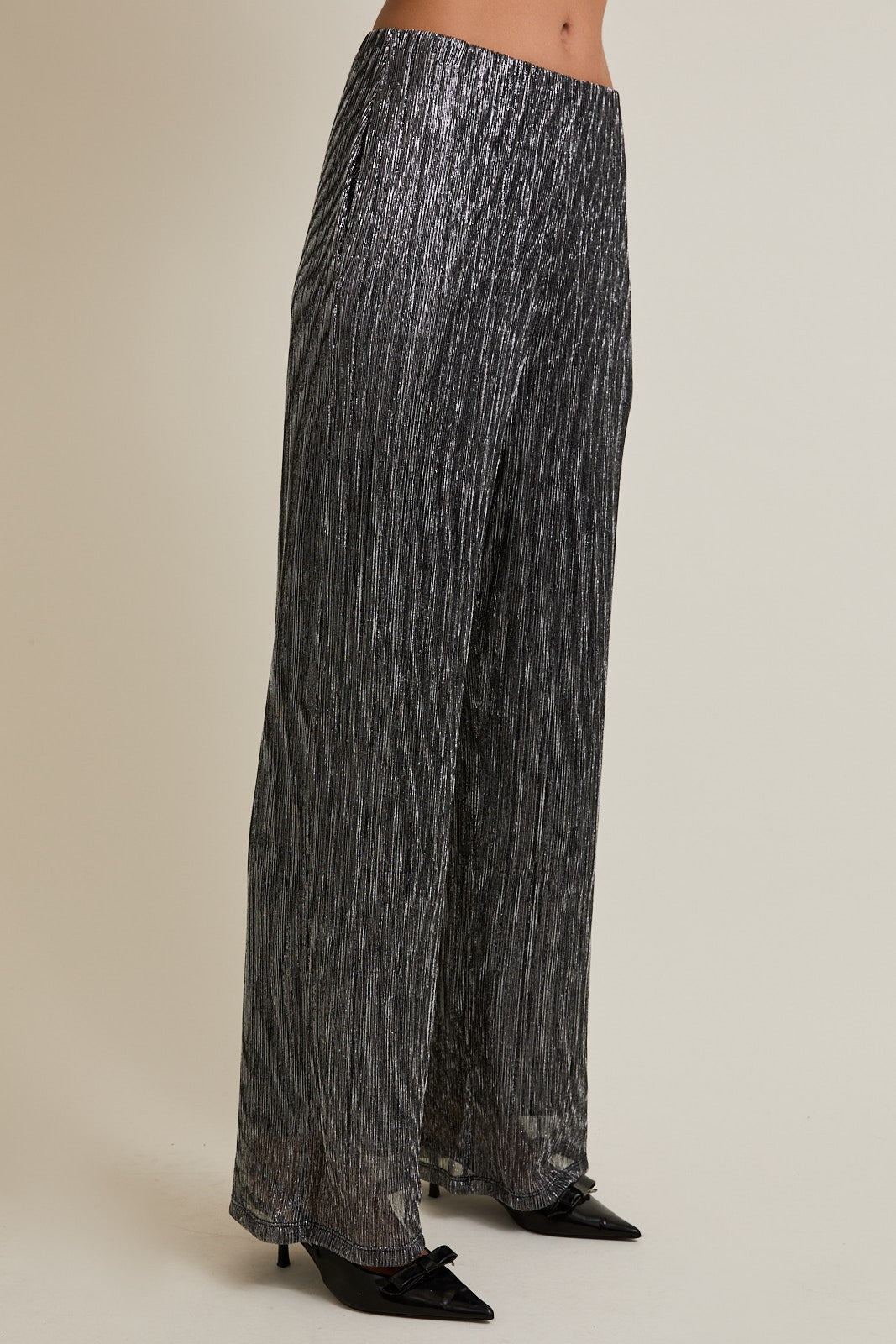 Elastic Waist Silver Sparkle Pants