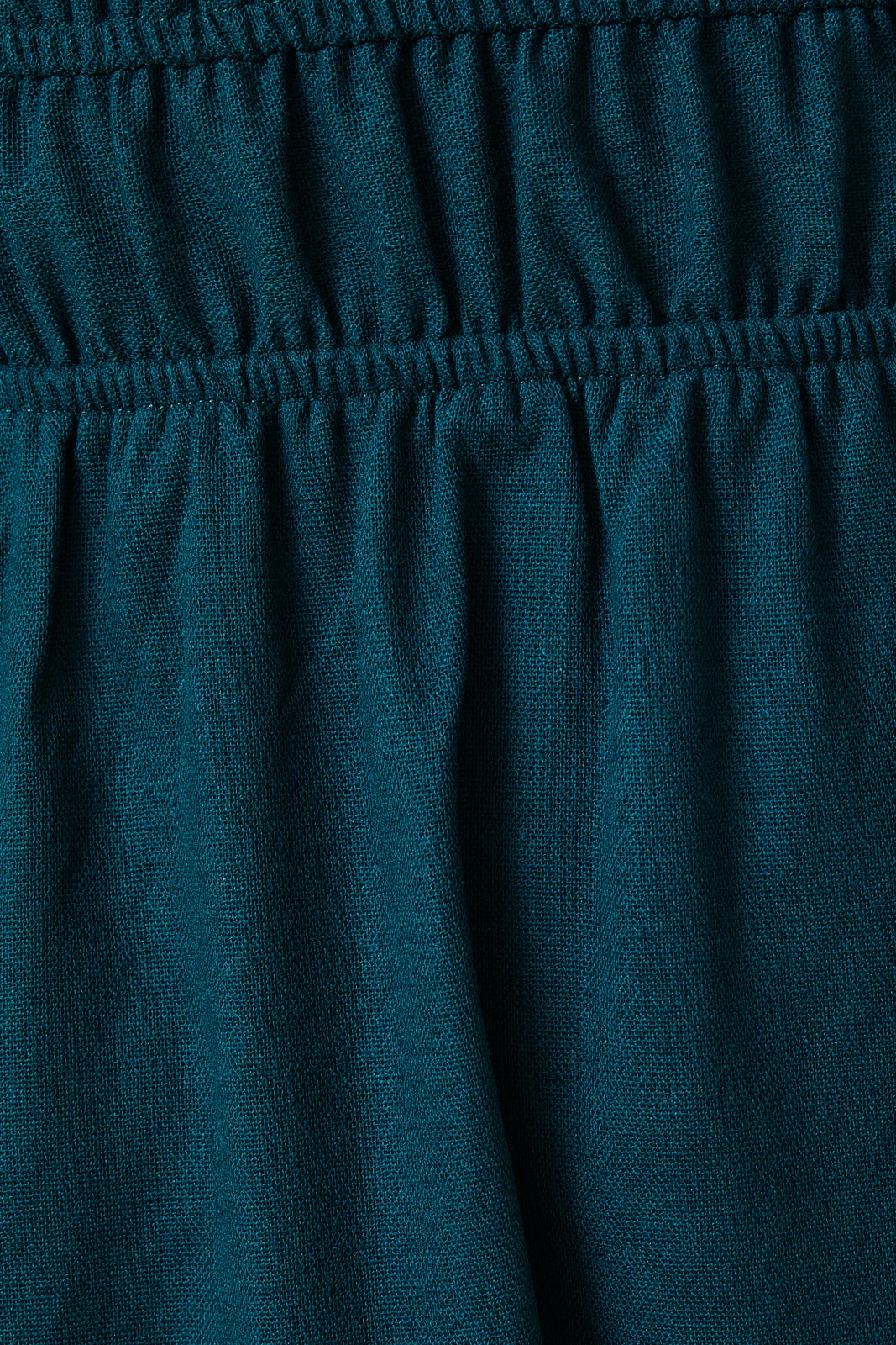 Linen Blend Teal Cinched Waist Midi Dress