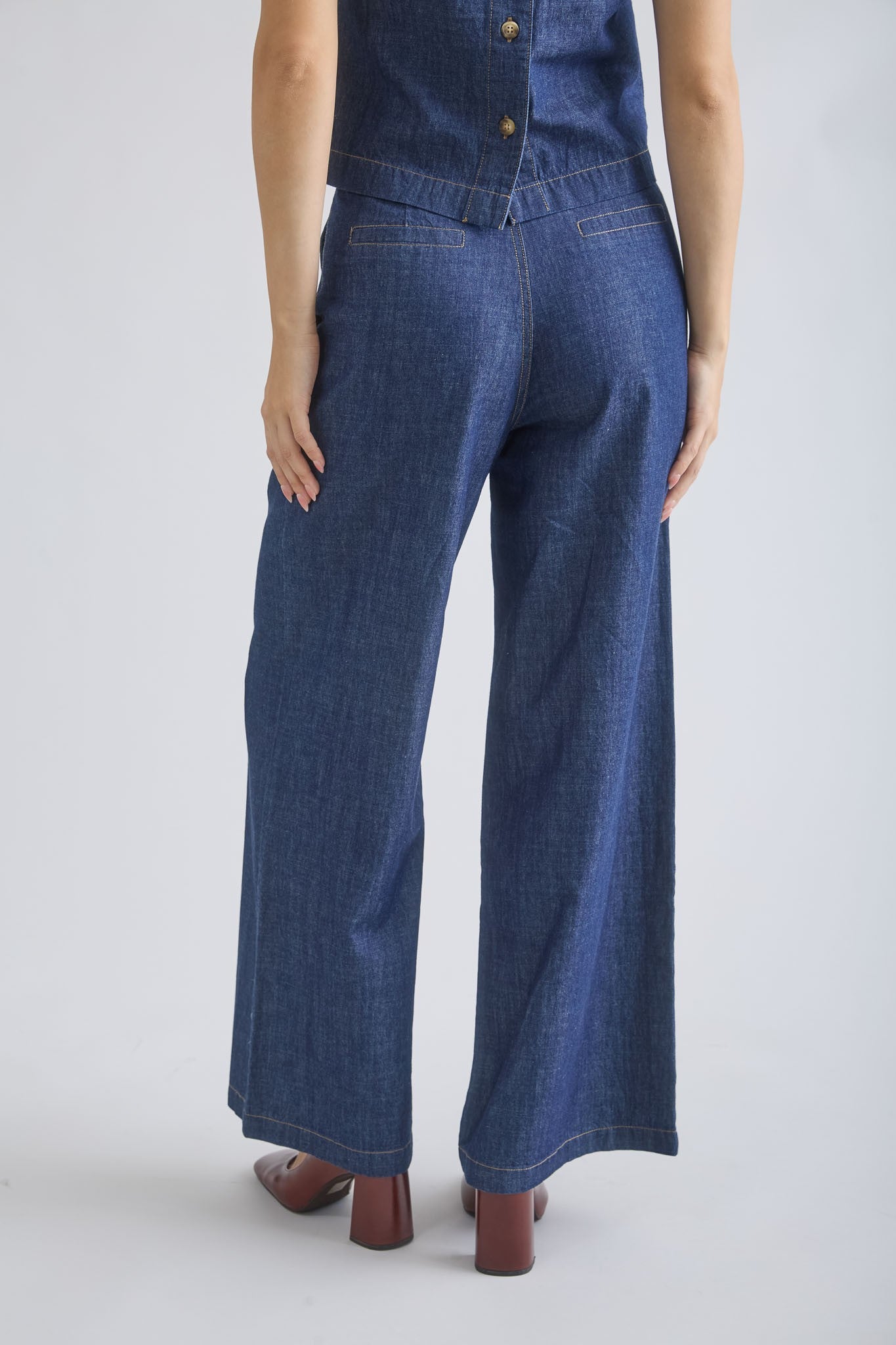 High Waist Wide Leg Denim Pants