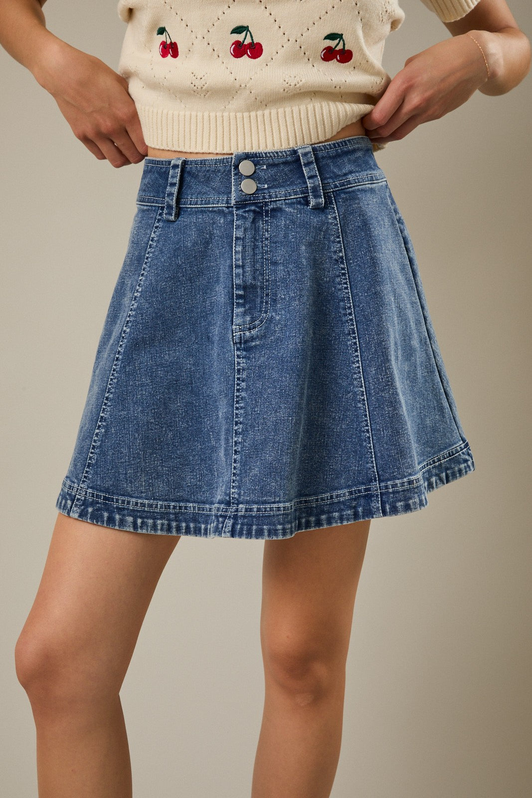 High Waist Flare Denim Skirt