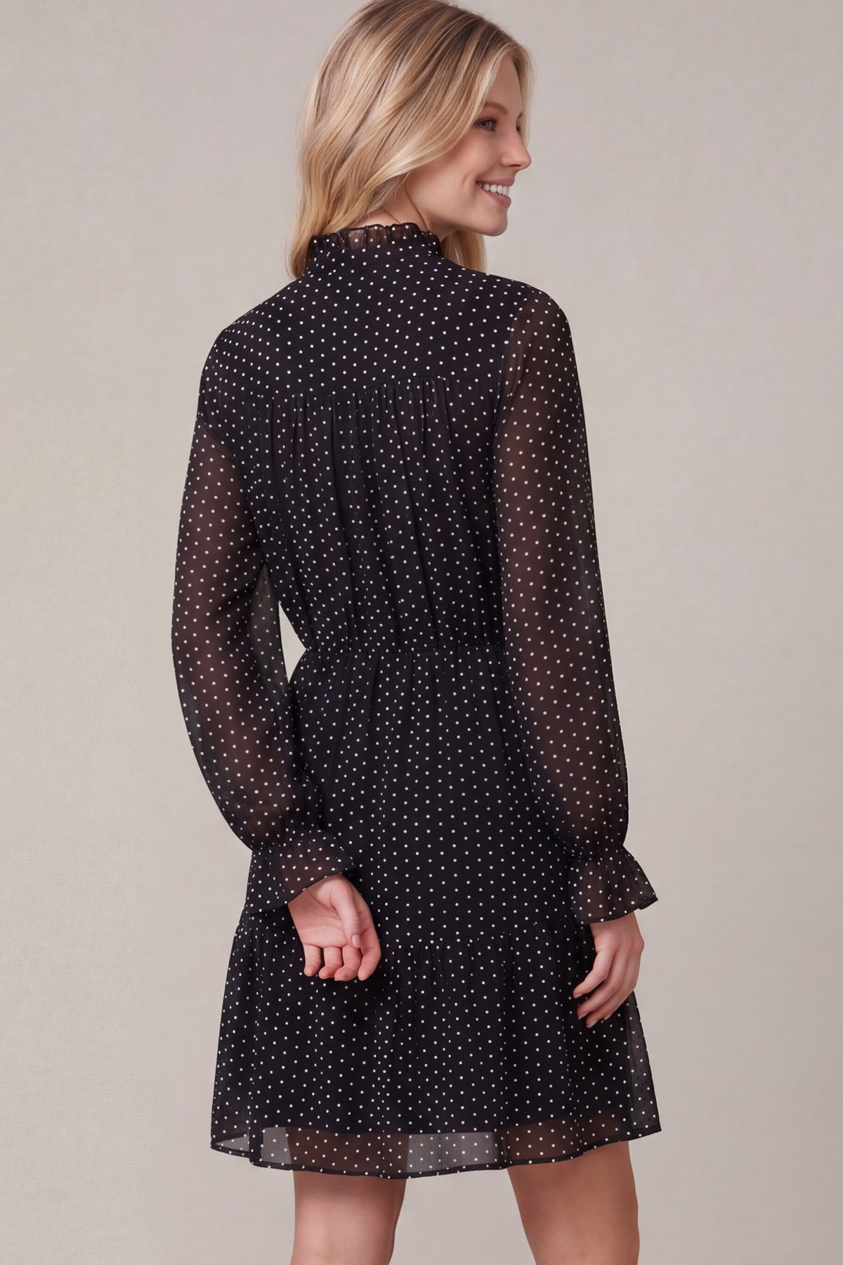 Ruffle Front Polka Dot Dress