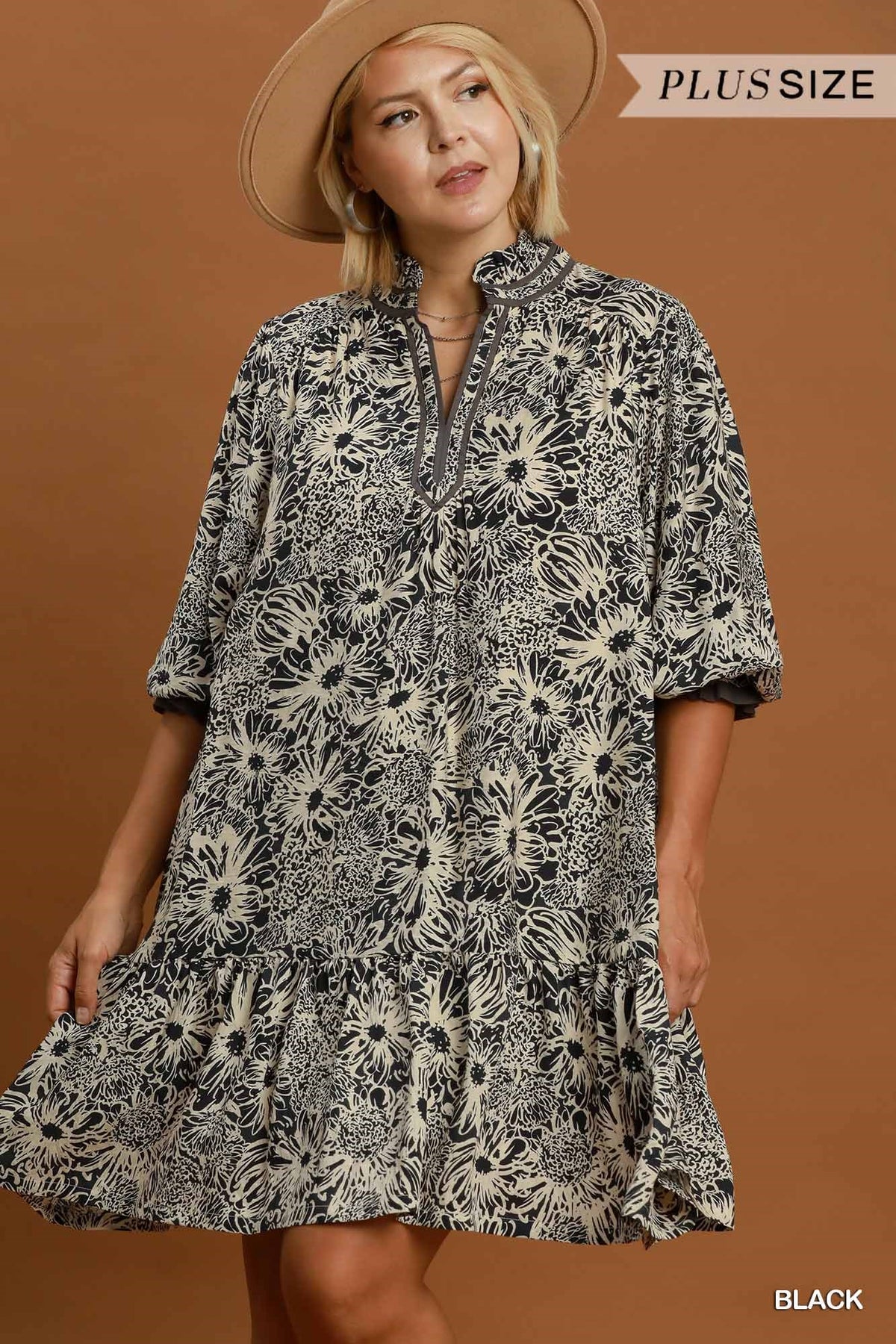 Floral Print Tiered Dress (XL - 2X)