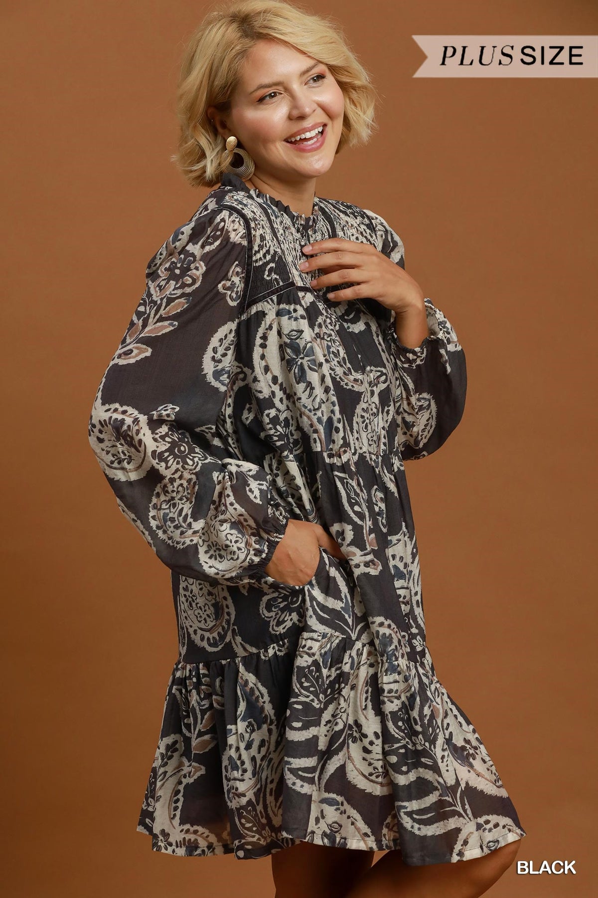 Paisley Tiered Mini Dress (XL - 2X)