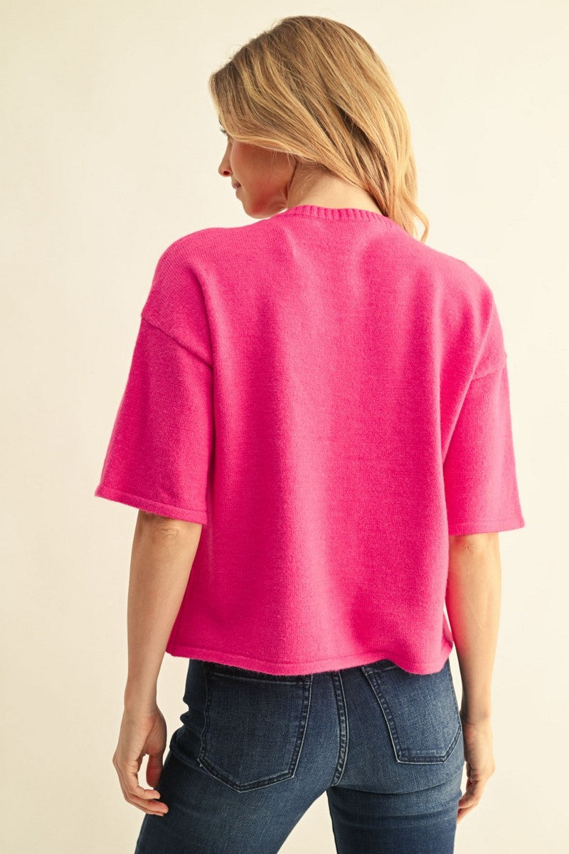 Short Sleeve Button Down Cardigan