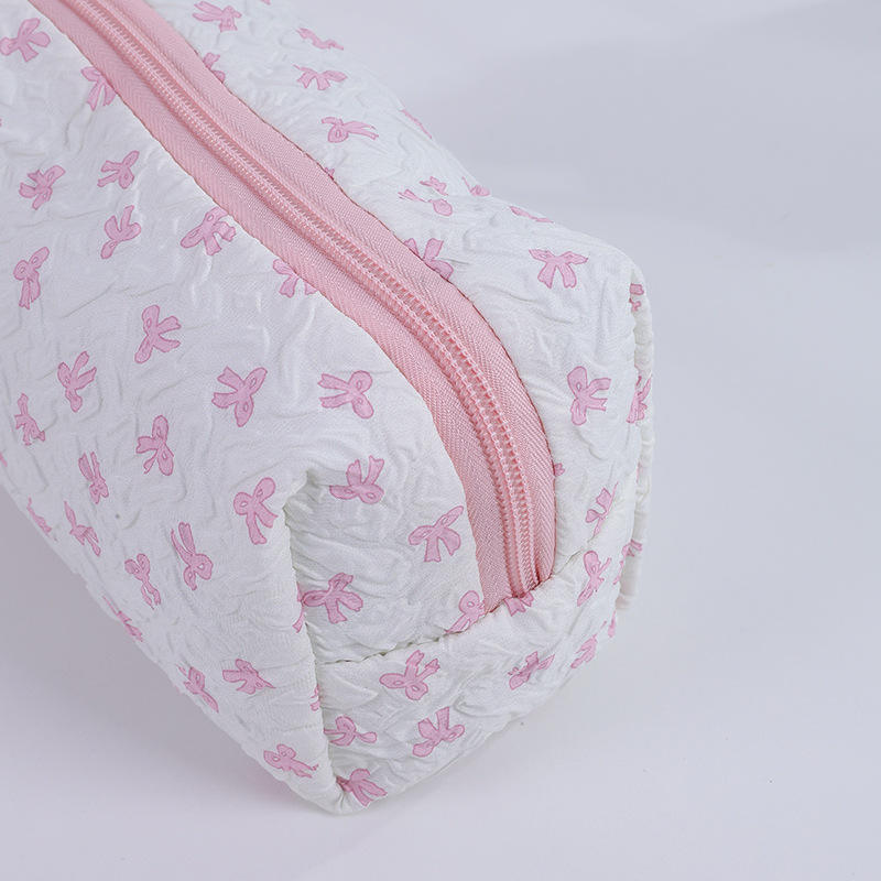 Seersucker Bow Print Cosmetic Bag (3 Colors!)