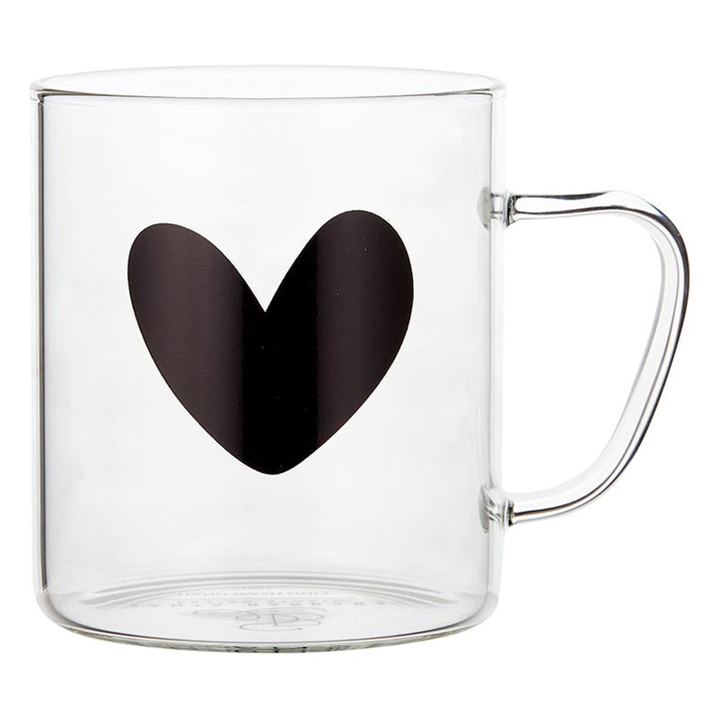 Black Heart Glass Mug