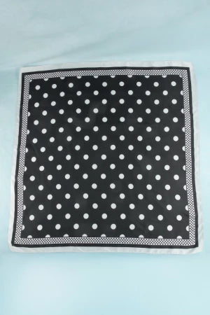 Polka Dot w/ Dotted Border Print Satin Square Scarf