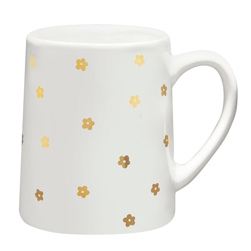 "Gold Flowers" Artisan Tapered Coffee Mug