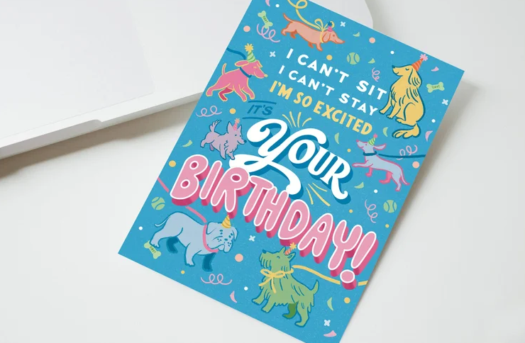 *Canadian Brand* "Can't Sit, Can't Stay, So Excited It's Your Birthday" Birthday Card
