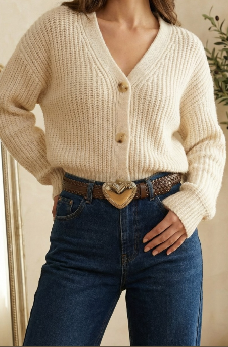 Heart Buckle Braided Vegan Leather Belt (2 Colors)