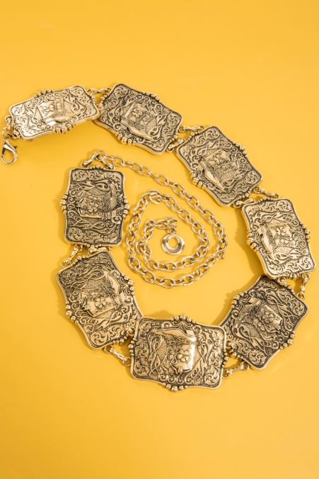 Western Boots Engraved Rectangle Chain Belt (2 Colors)