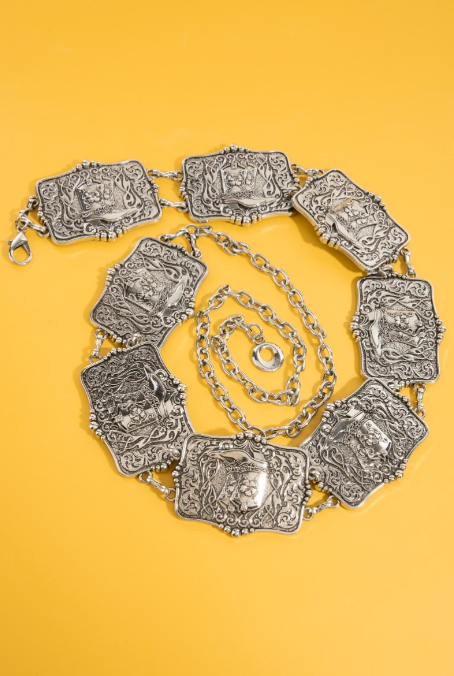 Western Boots Engraved Rectangle Chain Belt (2 Colors)