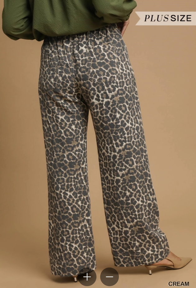 High Rise Wide Leg Leopard Print Pants (XL - 2X)
