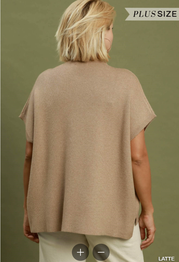 Mock Neck Short Sleeve Sweater (XL - 2X)