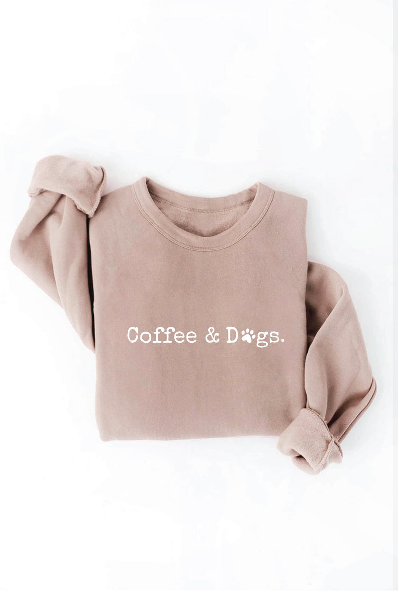 Coffee & Dogs Unisex Graphic Sweatshirt - Tan
