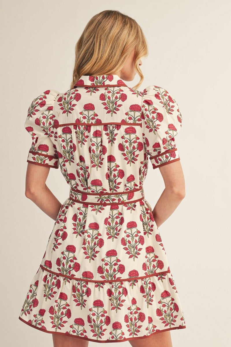 Floral Print Puff Sleeve Dress