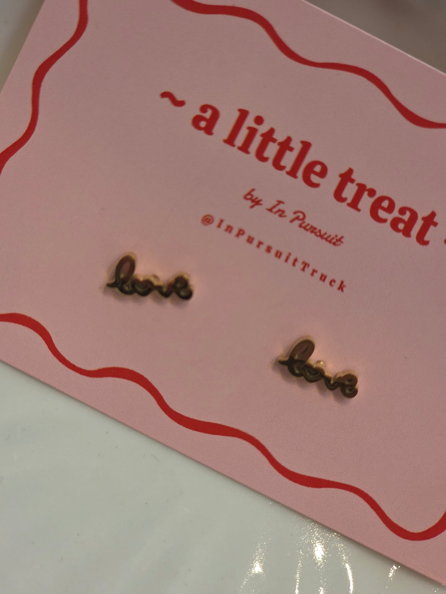 Stainless Steel "Love" Studs (Silver or Gold)