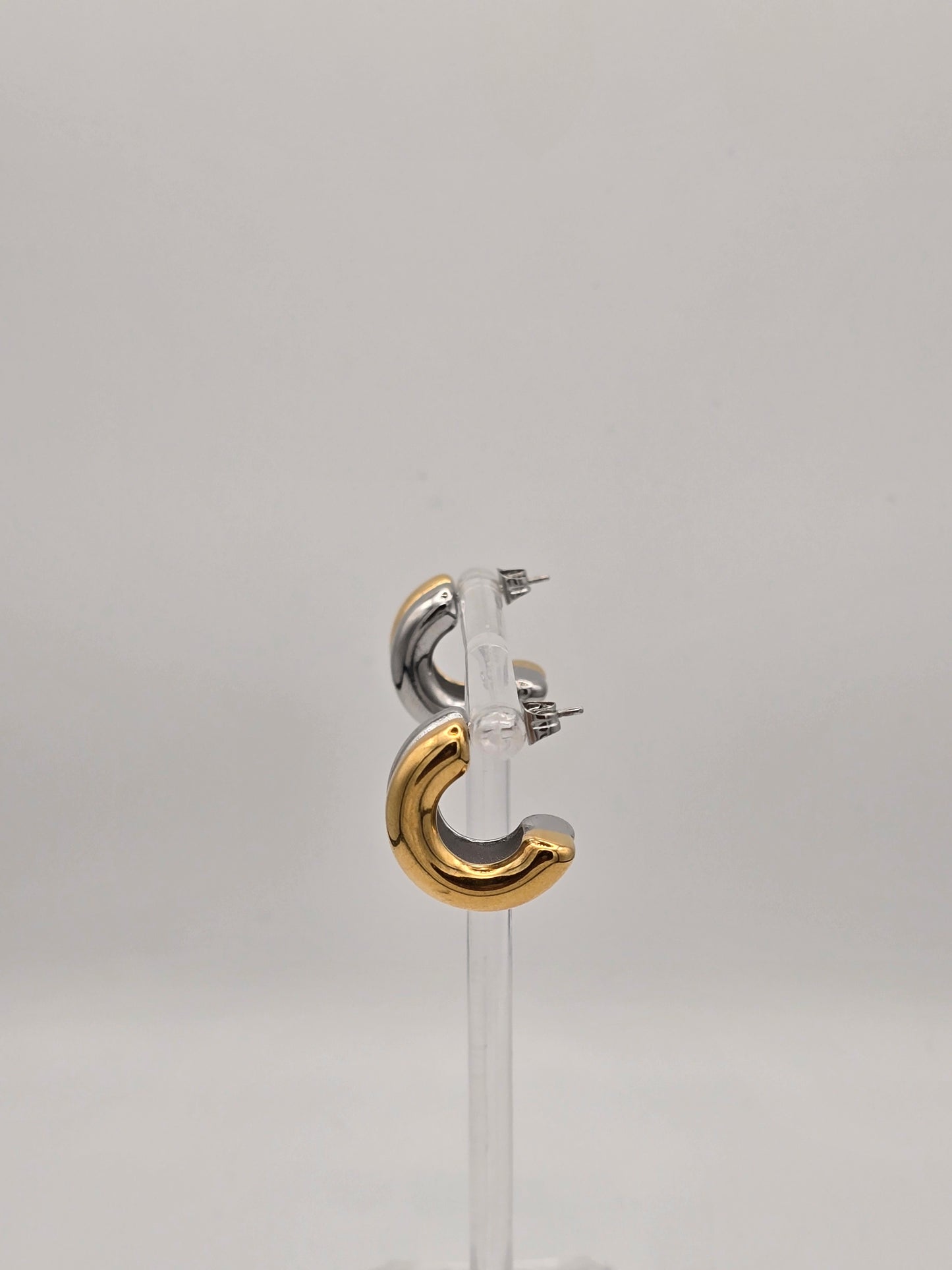 Stainless Steel Double Hoop Earrings Gold, Silver or Two-Tone