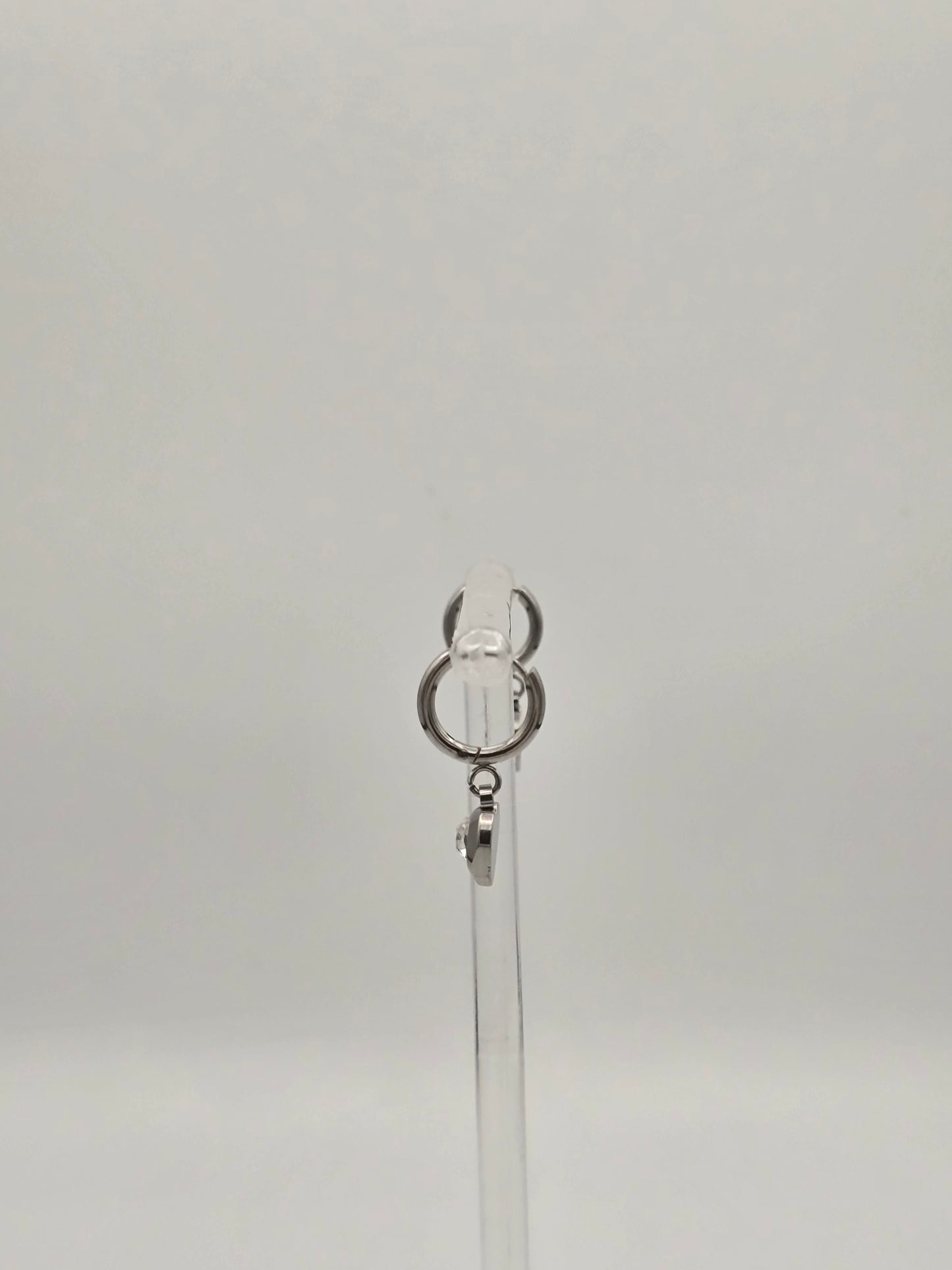 Drop Heart Hoop Earrings Gold or Silver