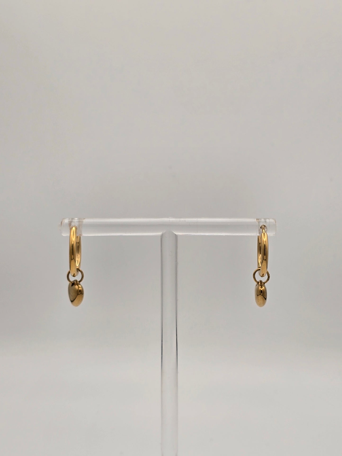 Stainless Steel Heart Hoop Earrings in Gold