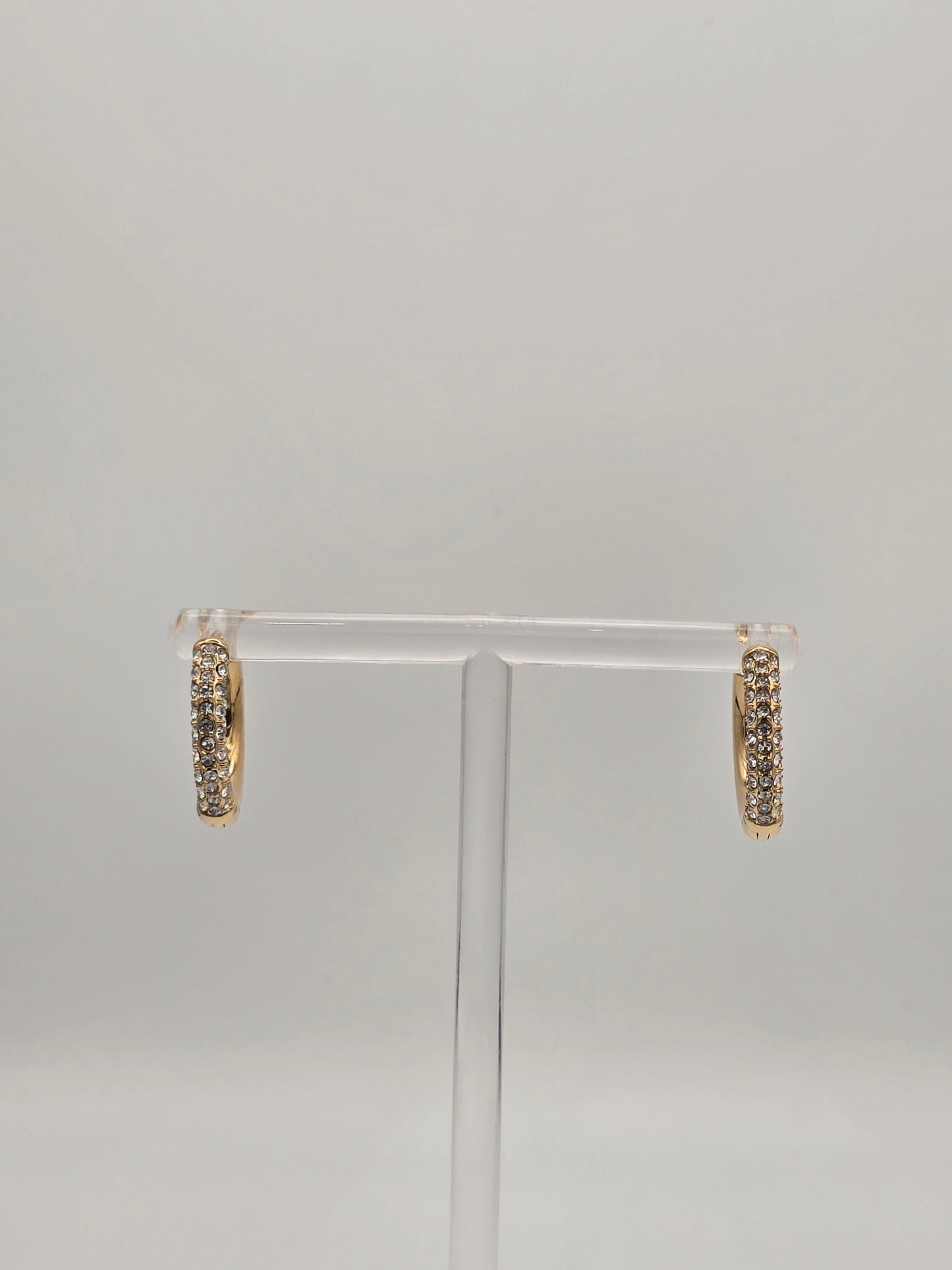 Stainless Steel Sparkle Gold Hoop Earrings