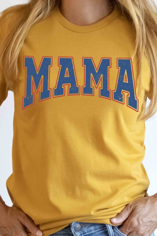 "Mama" Varsity Short Sleeve Graphic Tee (Mustard)