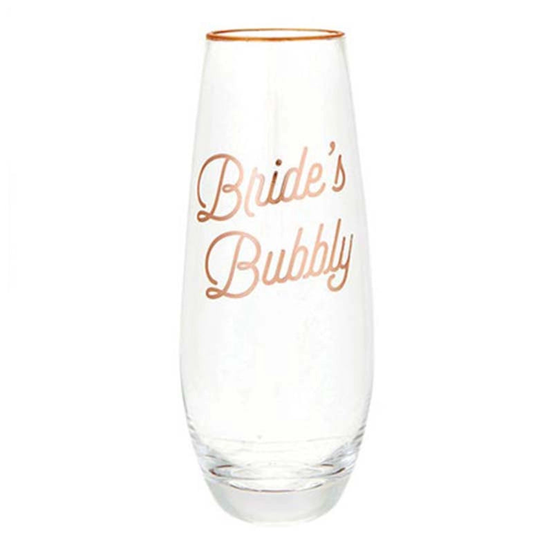 "Bride's Bubbly" 11.5oz Gold Rimmed Champagne Glass