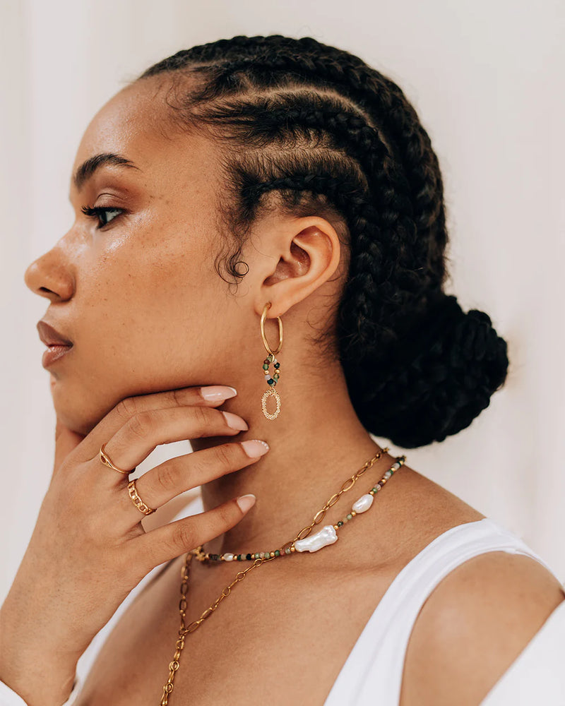 EMERY | GOLD HOOPS AND STONES EARRINGS