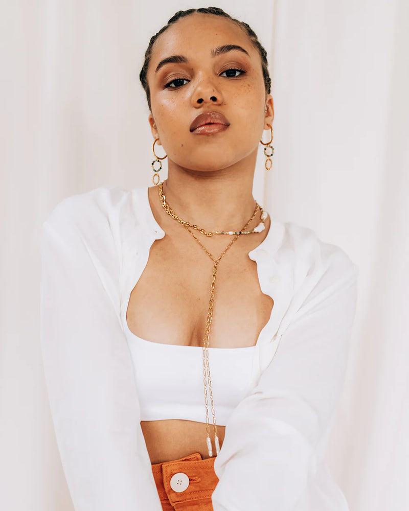 EMERY | GOLD HOOPS AND STONES EARRINGS