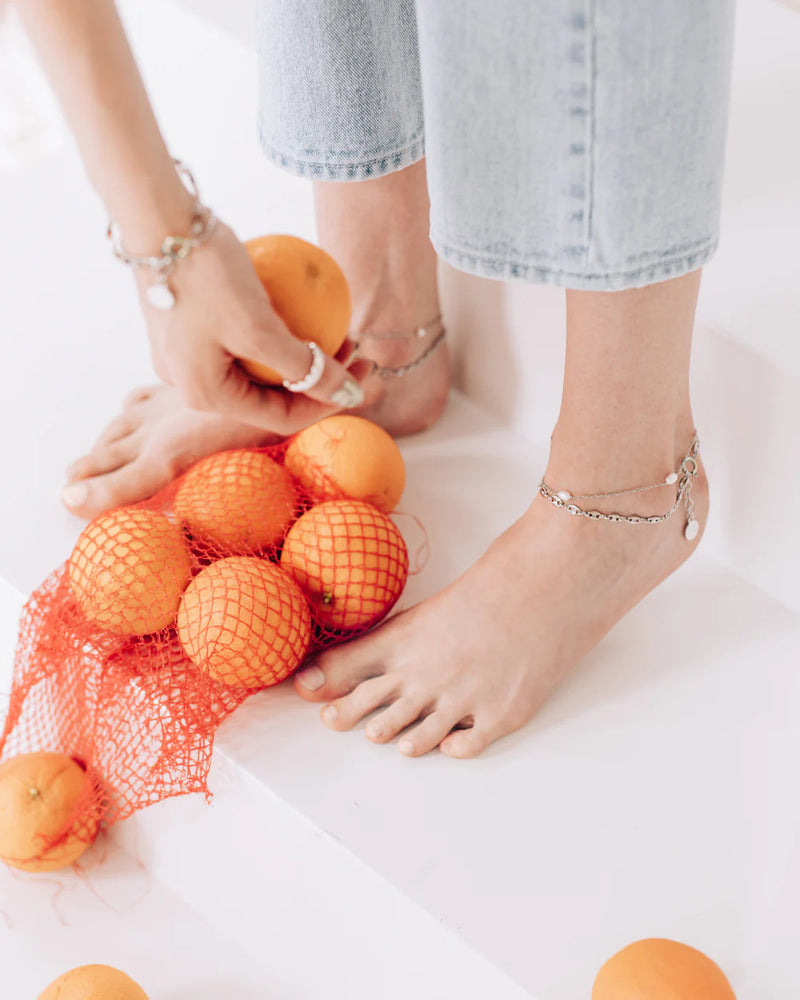 FRISCO | SILVER DELICATE PEARL ANKLET