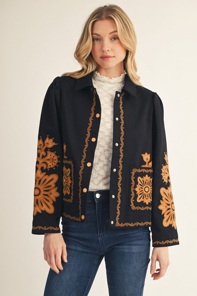 Embellished Snap Front Jacket