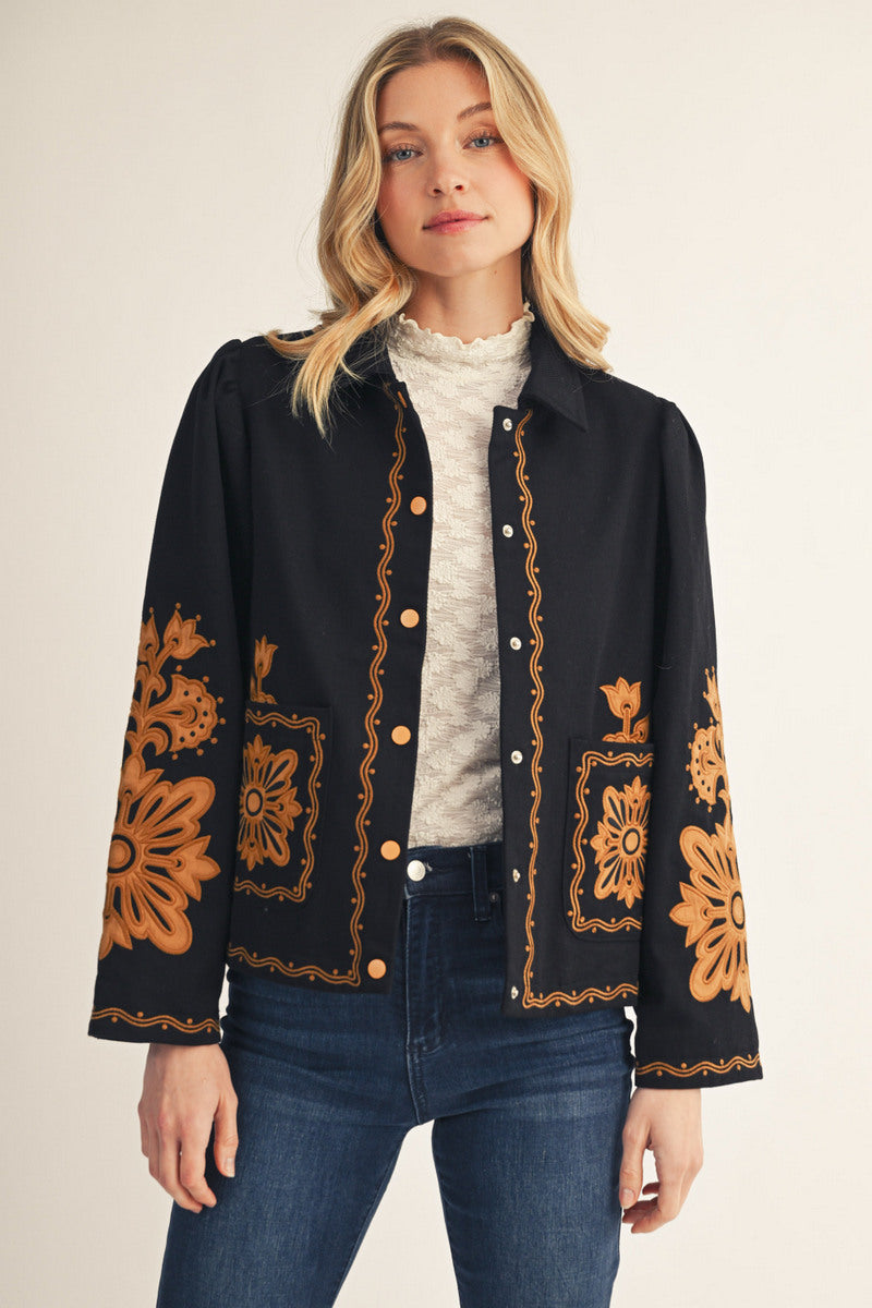 Embellished Snap Front Jacket