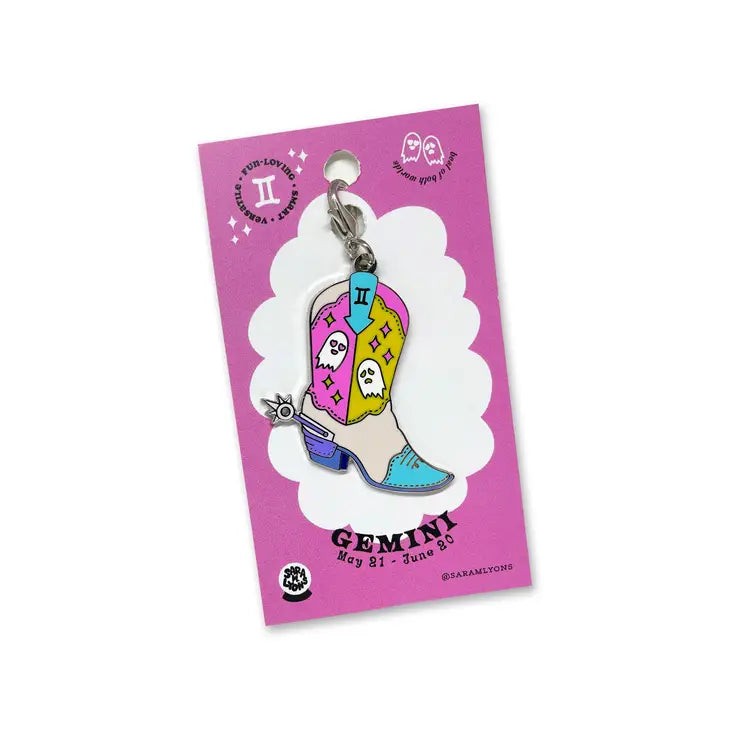 Zodiac Boots Enamel Charm || Gemini