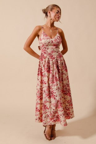 Floral Print Bow Back Maxi Dress