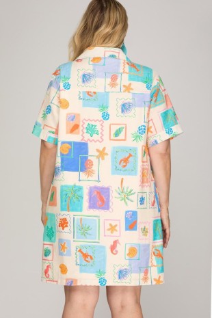 Coastal Short Sleeve Dress (XL - 2X)