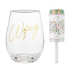 "Wifey" Stemless Wine Glass & Confetti Popper Set