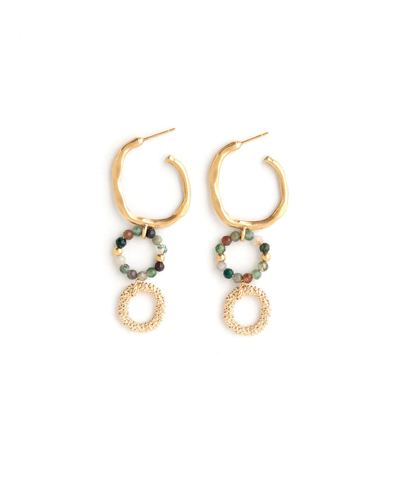 EMERY | GOLD HOOPS AND STONES EARRINGS