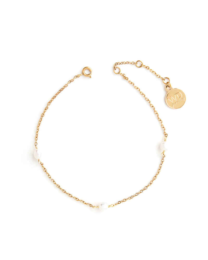 FRISCO | GOLD DELICATE PEARL ANKLET