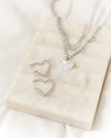 BELLE | SILVER BEADED HEART HOOP EARRINGS