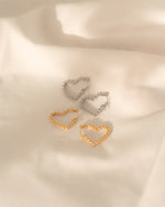BELLE | GOLD BEADED HEART HOOP EARRINGS