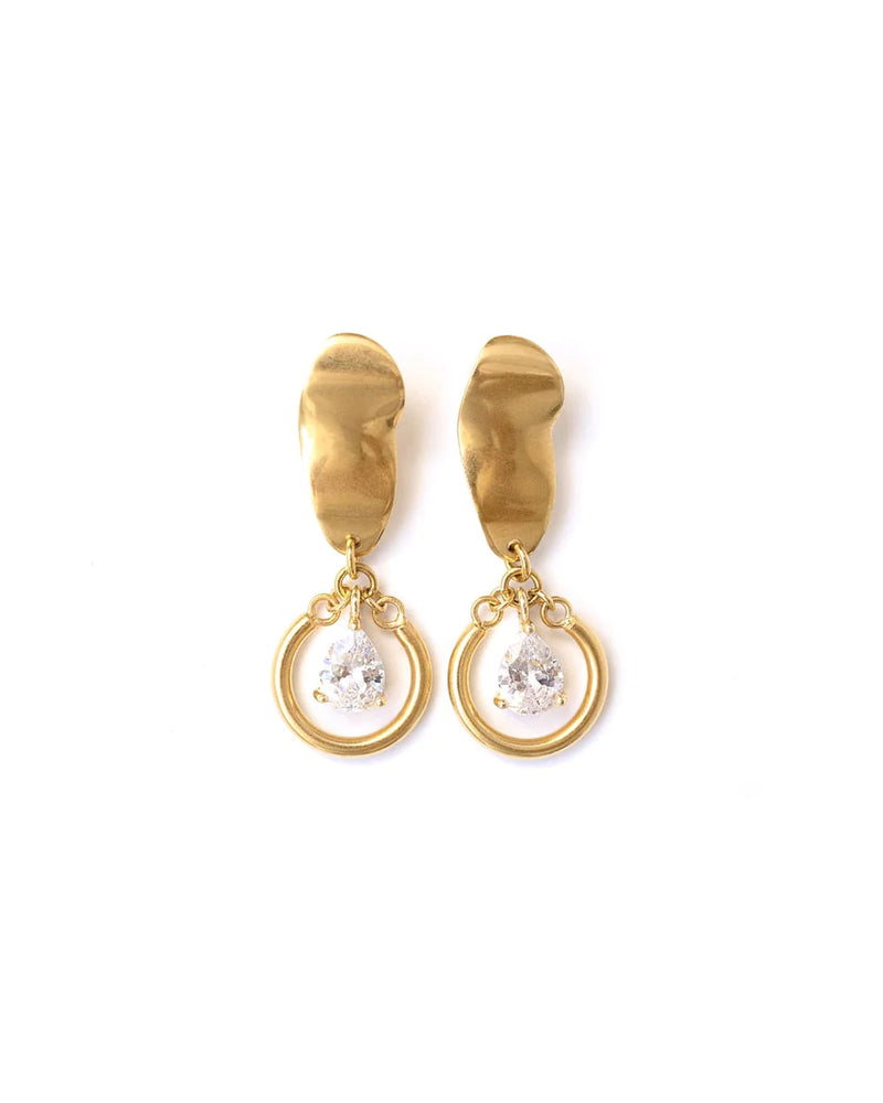 CALYPSO | GOLD SHORT CRYSTAL EARRINGS