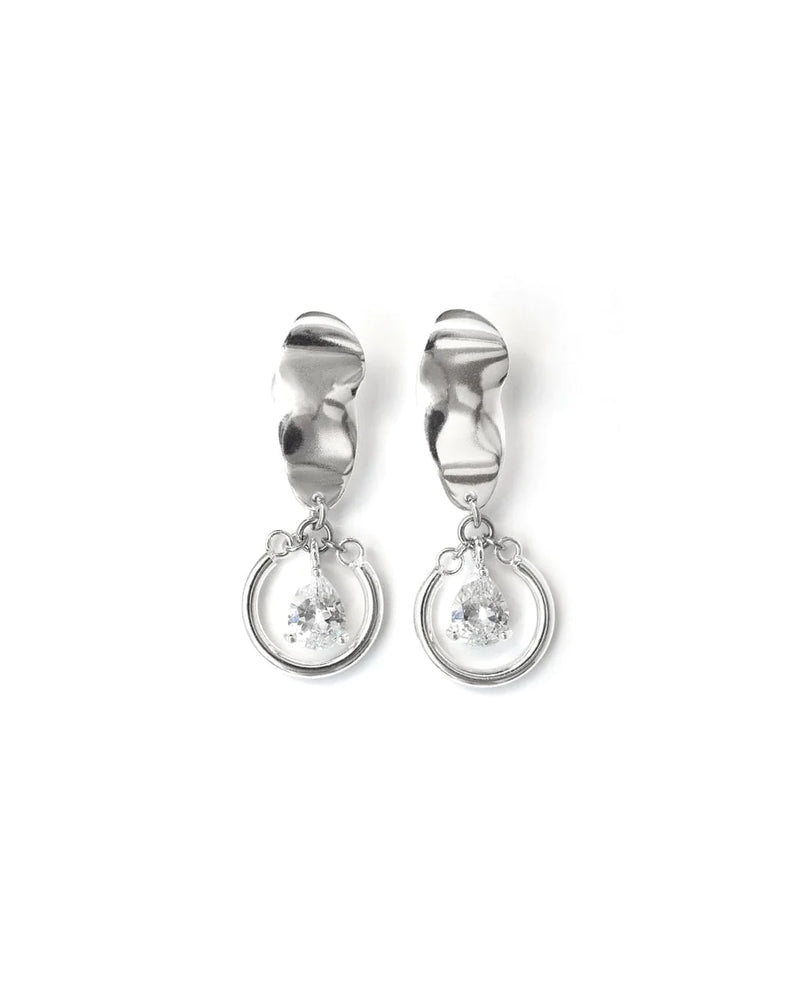 CALYPSO | SILVER SHORT CRYSTAL EARRINGS